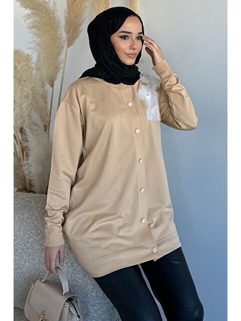Julude Çiçek Figürlü Ön Düğmeli Tesettür Triko Hırka (s-m-l-xl Beden Uyumludur.) - S000470400-19933