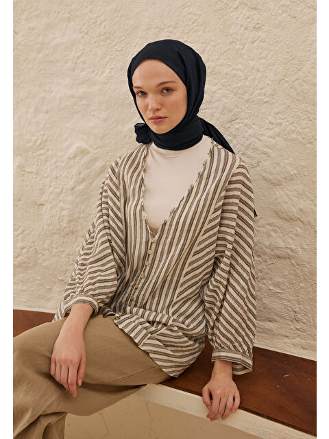 Fresh Scarfs İnce Pamuk Vual Şal Koyu Lacıvert - S000420394-21164