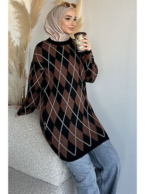 Julude Gülseli Desenli Simli Tesettür Triko Tunik - S000517566-19351