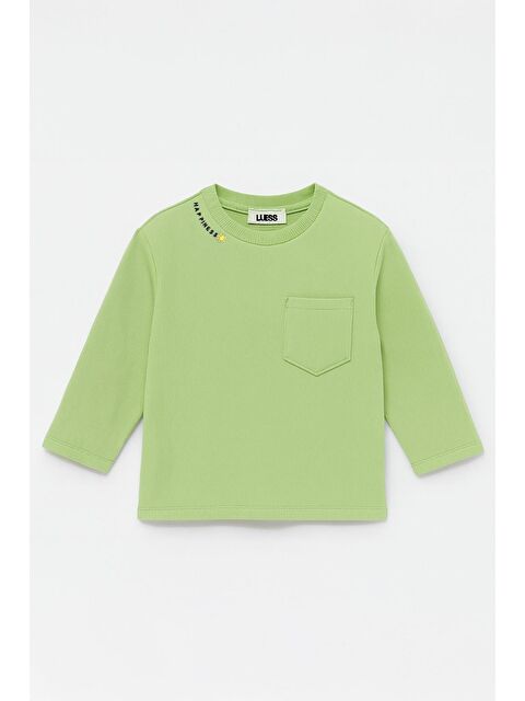 Luess Unisex Çocuk Happiness Nakışlı Cepli Fitilli Kaşkorse Tişört - S000482127-29488
