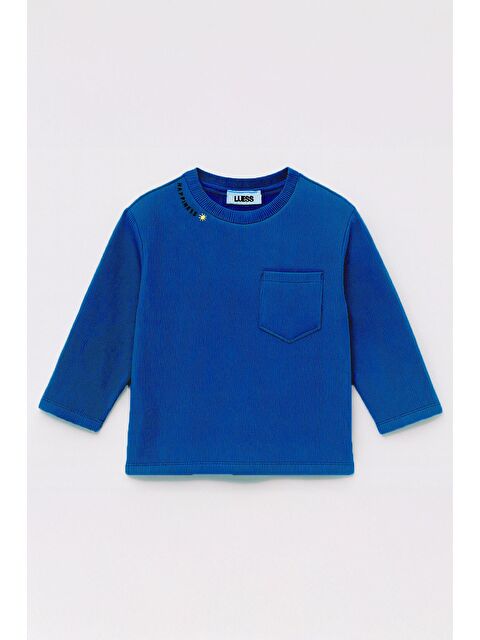 Luess Unisex Çocuk Happiness Nakışlı Cepli Fitilli Kaşkorse Tişört - S000482127-21164