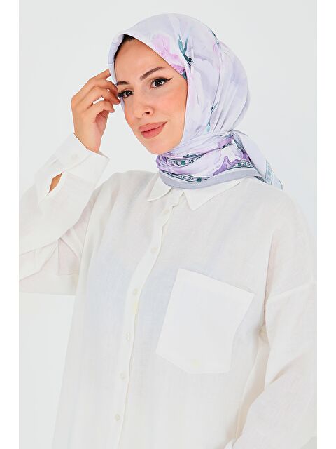 Tofisa Desenli Bambu Şal Lila - 27521 - S000425668-17878