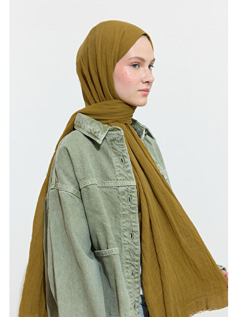 Fresh Scarfs PAMUKLU KETEN ŞAL WALNUT COOKIE - S000420027-14955