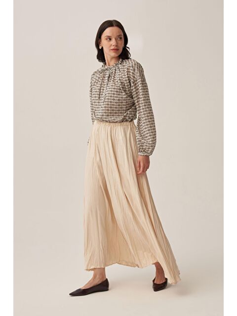 ALLDAY Ekru-Kraşlı Lastikli Basic Etek - S000500234-19965