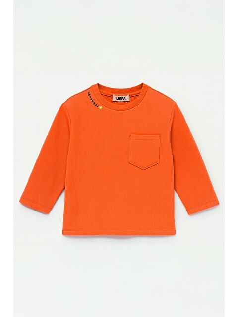 Luess Unisex Çocuk Happiness Nakışlı Cepli Fitilli Kaşkorse Tişört - S000482127-20013