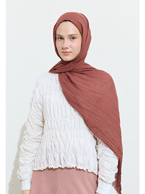 Fresh Scarfs PAMUKLU KETEN ŞAL CRANBERRY SAUCE - S000420027-20028