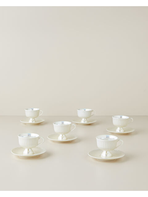 English Home Perlisse New Bone China 12 Parça 6 Kişilik Kahve Fincan Takımı 90 ml Beyaz - S000532953-20063