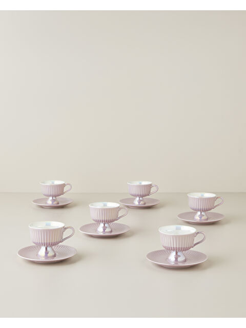 English Home Perlisse New Bone China 12 Parça 6 Kişilik Kahve Fincan Takımı 90 ml Lila - S000532953-17878