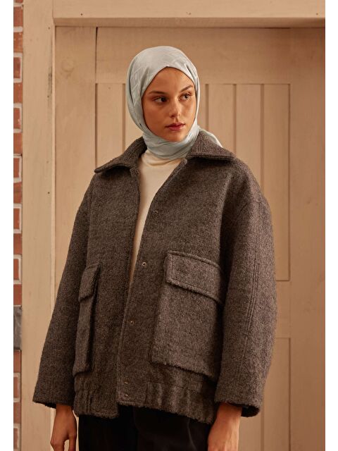 Fresh Scarfs Porto Jakarlı Şal Gümüş - S000420348-18105