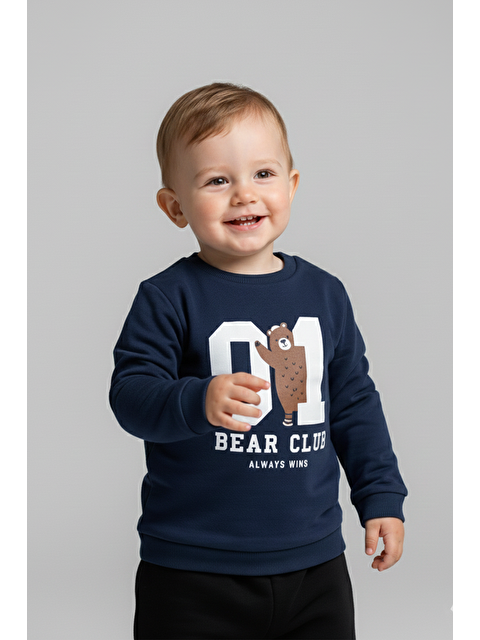 Luess Erkek Çocuk Bear Club Baskılı Rahat Kalıp Sweatshirt (5 Yaş) - S000482133-21164