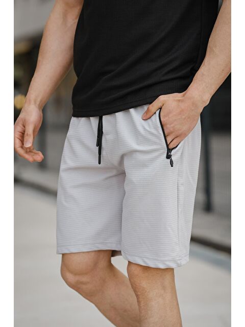 Oksit Sams Fermuarlı Detaylı Dokuma Slim Fit Elastanlı Erkek Bermuda Şort - S000181271-20600