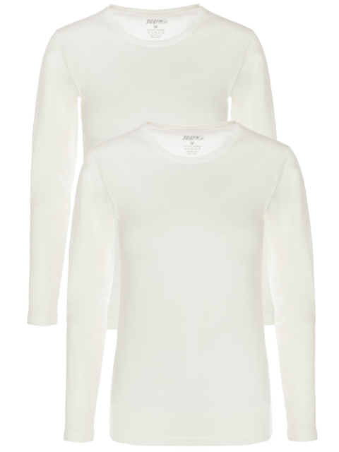 Tolin Bisiklet Yaka Uzun Kollu Kadın Pamuklu Likralı Krem Fanila 2'li 6217K - S000070569-19966