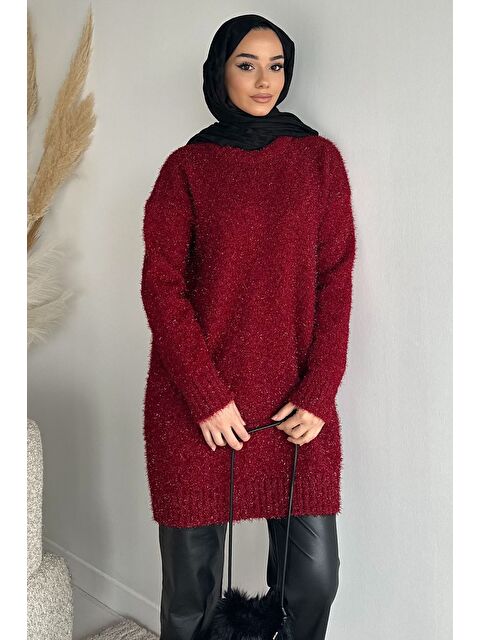 Julude Gülseli Simli Tesettür Triko Tunik - S000517565-19951