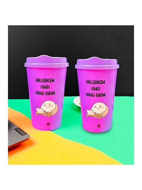 Bam Hediyelik Eşya 2 Li Motto Tasarımlı Plastik Kahve Bardağı - S000290707-23173