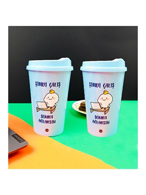 Bam Hediyelik Eşya 2 Li Motto Tasarımlı Plastik Kahve Bardağı - S000290684-23173