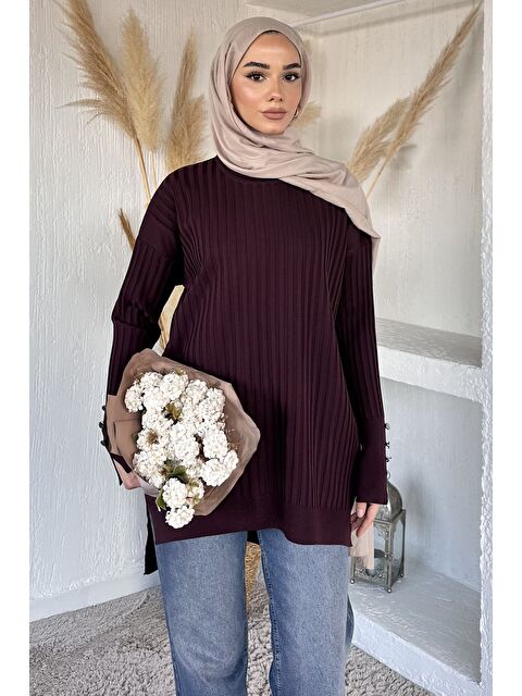 Julude Gülseli Bisiklet Yaka Tesettür Triko Tunik - S000517574-19952