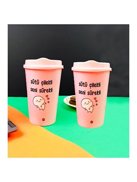 Bam Hediyelik Eşya 2 Li Motto Tasarımlı Plastik Kahve Bardağı - S000290687-23173