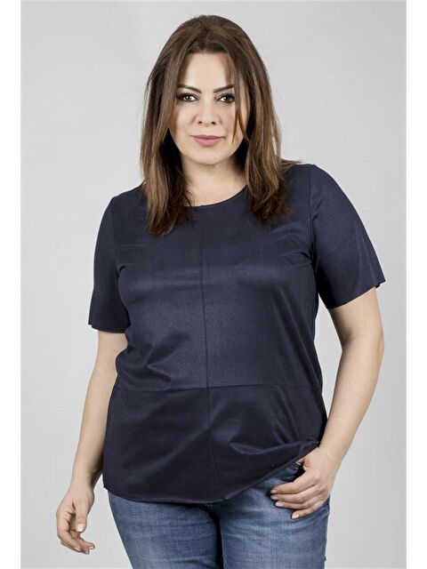 Mylinemoda Ön Bedeni Süet Arka Beden Örme Viskon Tişört - S000239150-21164