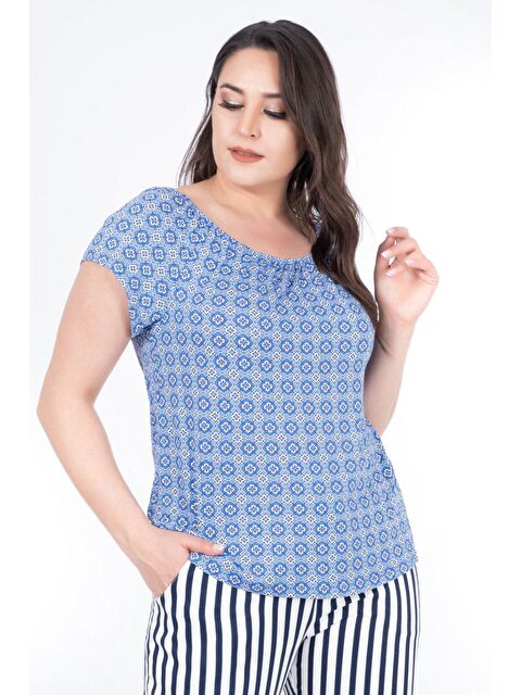 Mylinemoda Omuzu Açık Desenli Tişört - S000239193-17437