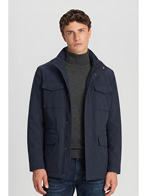 Sabri Özel Lacivert Slim Fit Dik Yaka Cepli Erkek Mont - S000524403-21164