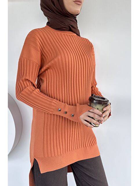 Julude Gülseli Bisiklet Yaka Tesettür Triko Tunik - S000517574-20013