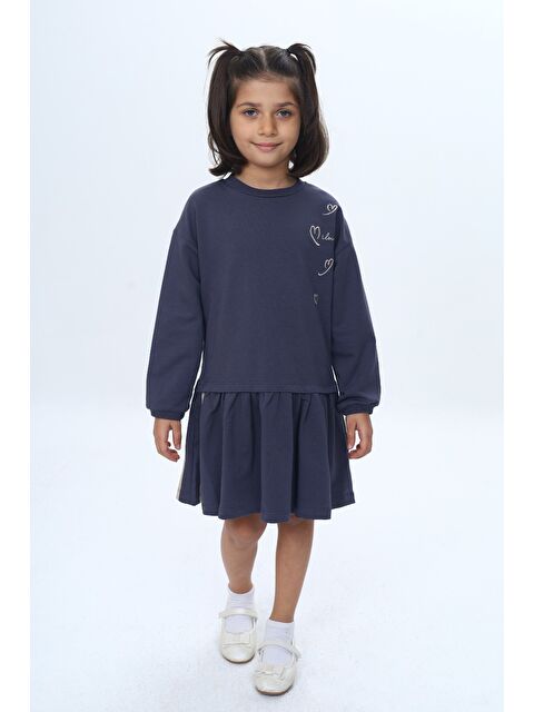 Toontoykids Kız Çocuk Şeritli Kalp Nakışlı Elbise - S000481590-29666