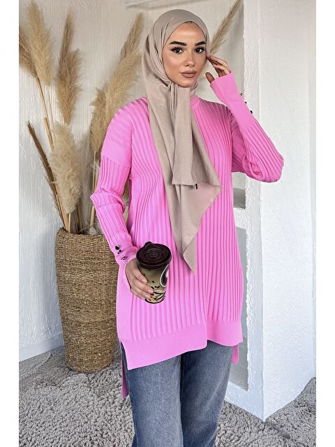 Julude Gülseli Bisiklet Yaka Tesettür Triko Tunik - S000517574-20024