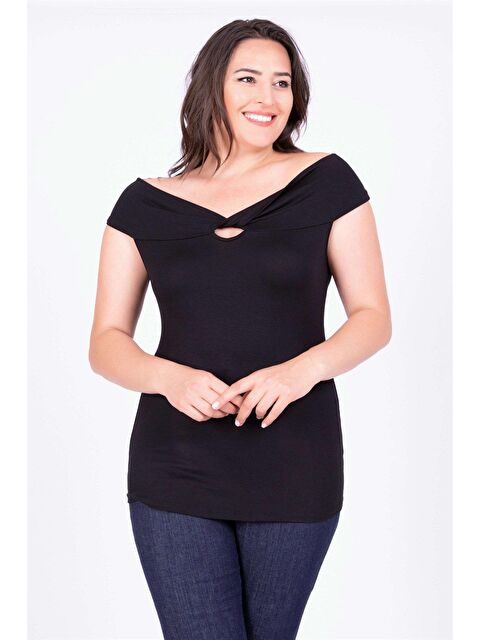 Mylinemoda Düğümlü Karmen Yaka Tişört - S000239183-19351