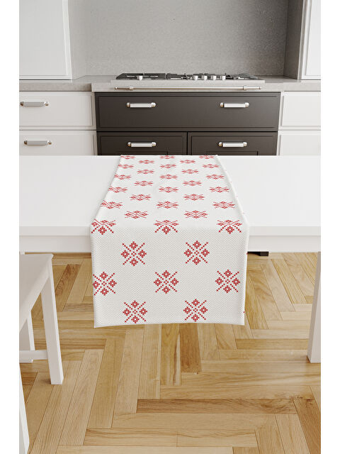 Asdiva Loom Etamin Desenli Runner -Kırmızı/Beyaz - S000492797-20044