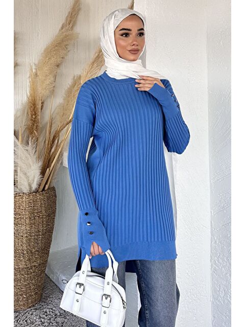 Julude Gülseli Bisiklet Yaka Tesettür Triko Tunik - S000517574-23093