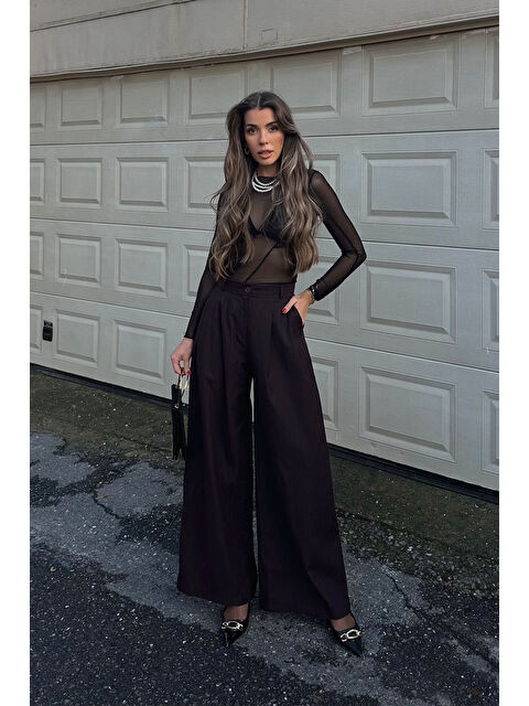 Xhan Bordo Pileli Palazzo Pantolon 5KXK5-49076-05 - S000342243-19951