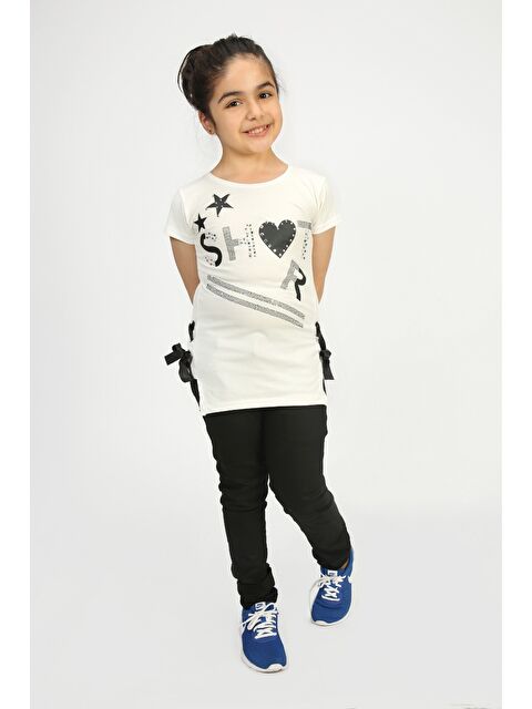 Toontoykids Kız Çocuk Yandan Biyeli Tişört - S000255410-19965