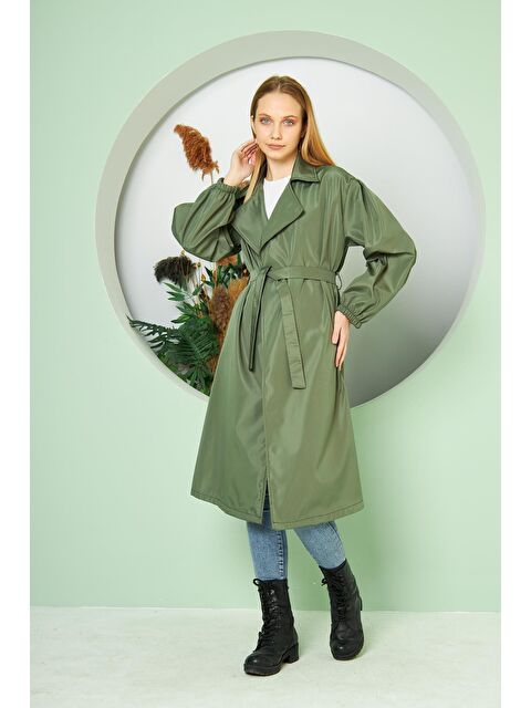 Comstar Kadın Belden Bağlamalı Balon Kol Trenç