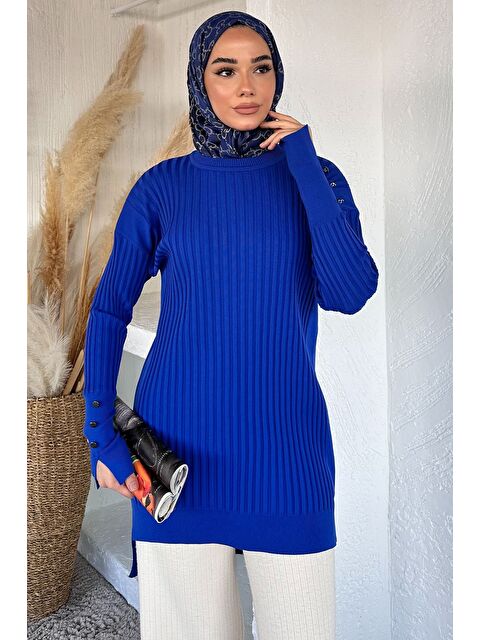 Julude Gülseli Bisiklet Yaka Tesettür Triko Tunik - S000517574-23710