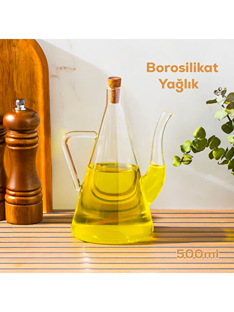 Porsima Price 600 Ml Borosilikat Cam Yağdanlık Bambu Kapak - S000492808-26865