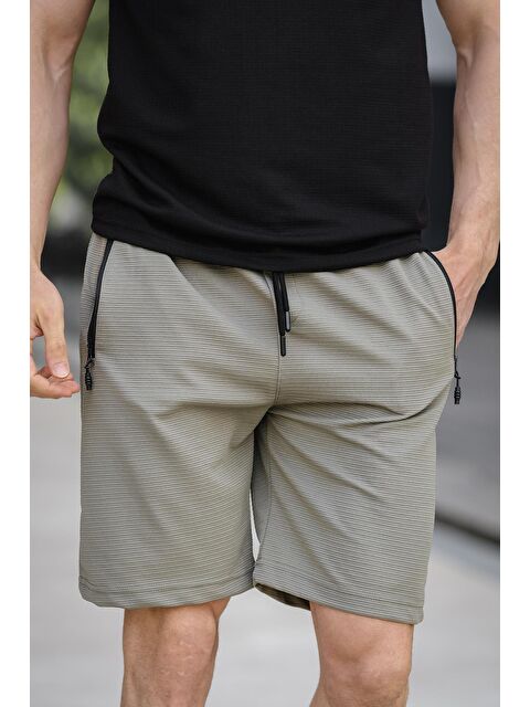 Oksit Sams Fermuarlı Detaylı Dokuma Slim Fit Elastanlı Erkek Bermuda Şort - S000181271-18194