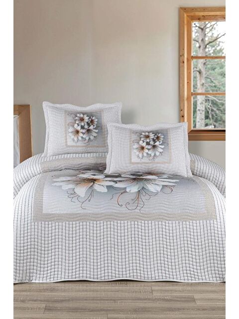 Çeyiz Diyarı April Baskılı Kapitoneli Çift Kişilik Yatak Örtüsü - S000492814-23173