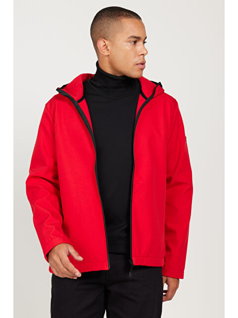AC&Co / Altınyıldız Classics Erkek Kırmızı Standart Fit Normal Kesim Dik Yaka Softshell Mont - S000394410-20045