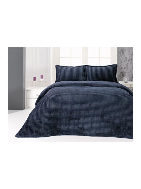Çeyiz Diyarı Merinos Modern Line Tek Kişilik Battaniye Seti Lacivert - S000495592-21164
