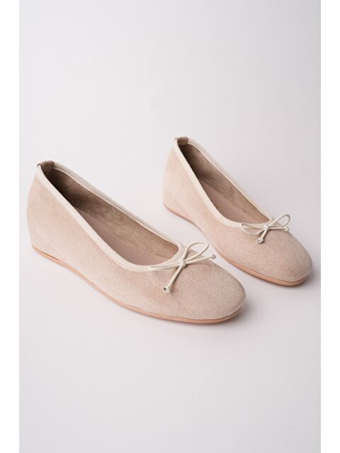 Muggo HİDDEN Gizli Topuklu Fiyonk Detaylı Deri Kadın Babet - S000514224-19928