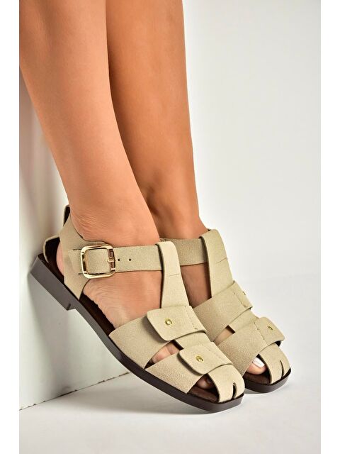Fox Shoes Bej Kadın Sandalet Y458102502 - S000531833-19928
