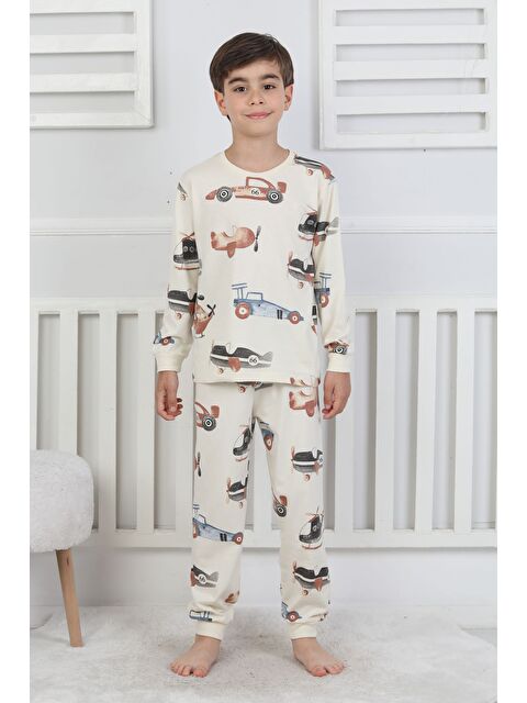 ZUZUNGA Racing Car And Aeroplane Desenli Erkek Çocuk Pijama Takımı - S000520758-19928