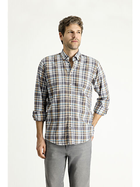 Kiğılı Uzun Kol Regular Fit Ekose Spor Pamuk Gömlek - S000406535-29391