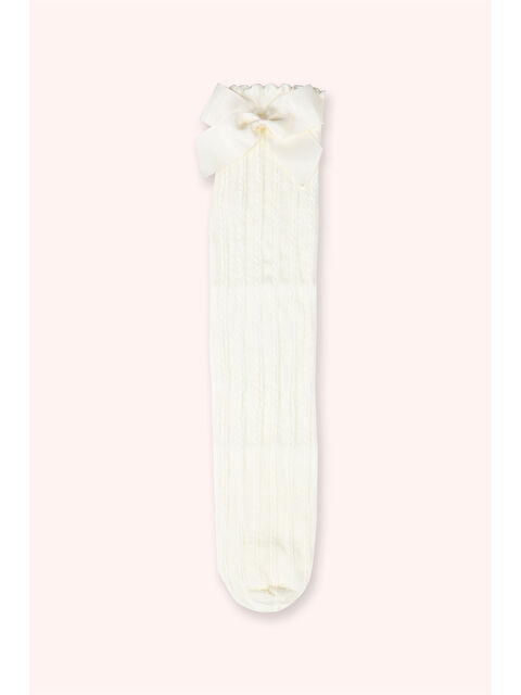 Panço Kız Çocuk Kurdela Detaylı Dizaltı Kemik Çorap - S000520756-16277