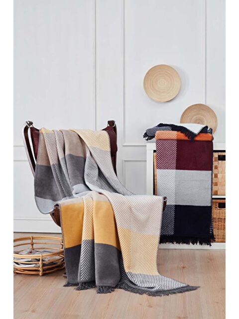 Çeyiz Diyarı Layka Çift Kişilik Pamuklu Battaniye Sarı - S000495604-20072