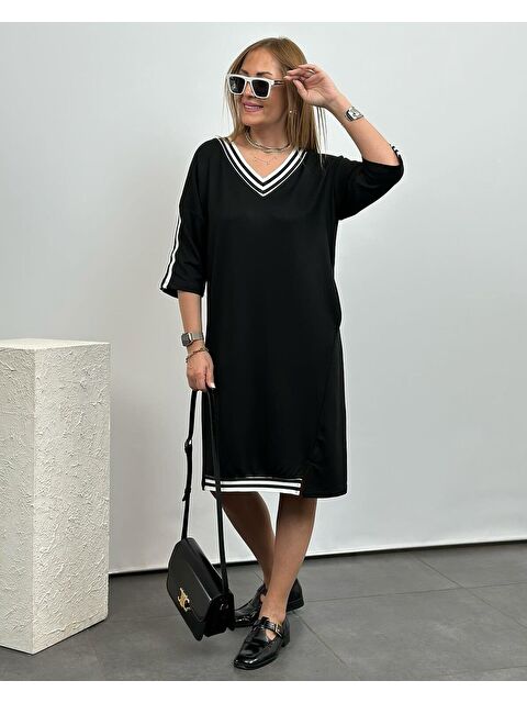 Jane's Kadın Siyah Diz Üstü Ribanalı Elbise - S000529146-19351