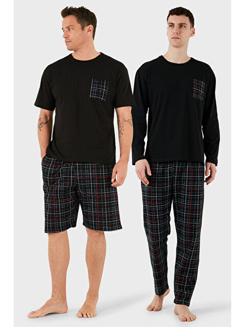 Buratti Pamuklu Regular Fit Kareli 2'li Paket Pijama Takımı 657200120S2