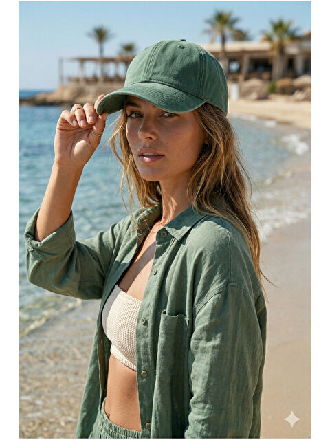 Luminos Butik Unisex Haki Günlük Şapka Eskitme Detaylı Yıkamalı Pamuklu Premium Vintage Şapka SPK16 HAKI