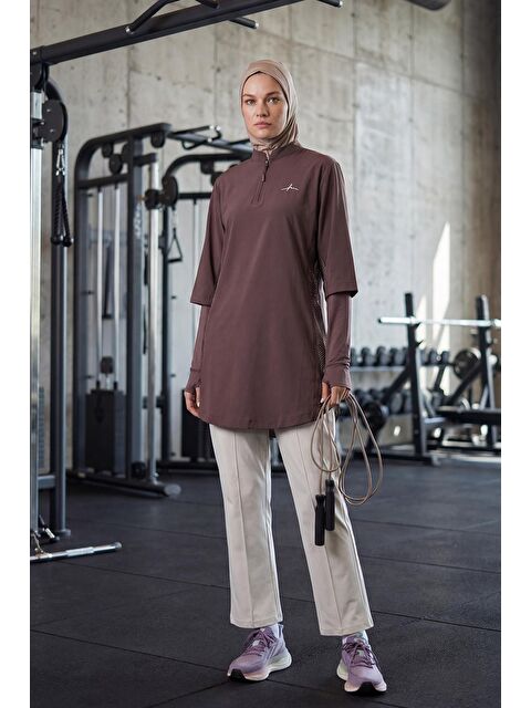 Haşema Active H-Per Fit Lazer Kesim Detaylı Mor Tesettür Antrenman Üstü Act-33 - S000490394-20042