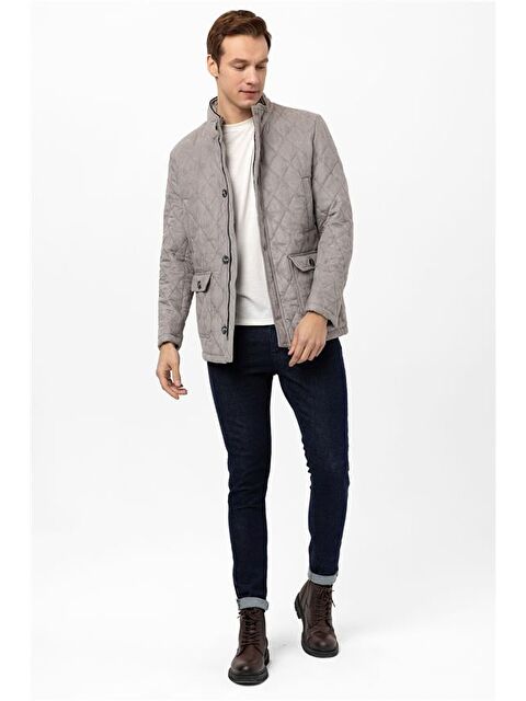 Süvari Gri Slim Kapitone Mont - S000461192-20600